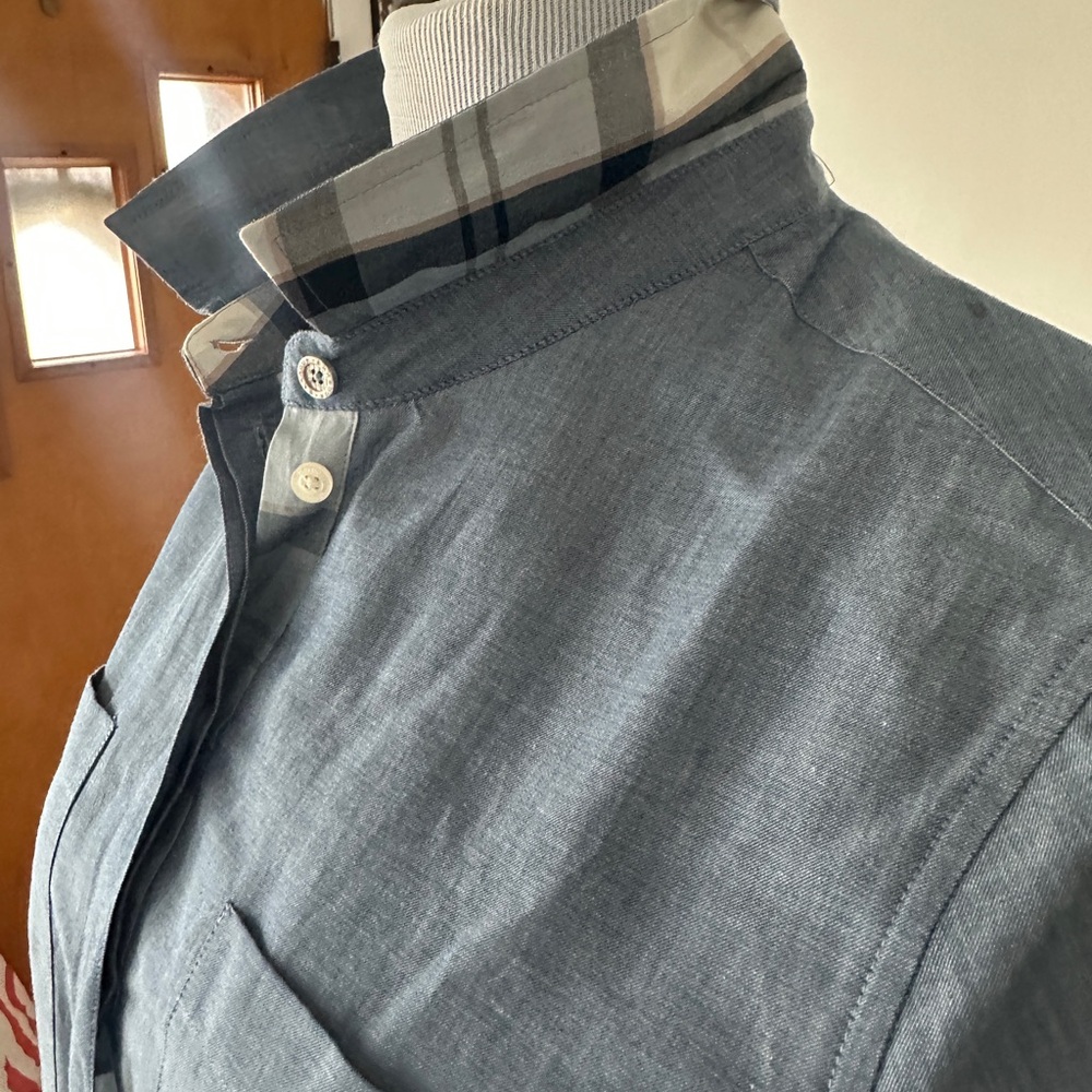 Barbour women's shirt dress Sleeve with plaid placket Denim Dress 8 US - Picture 8 of 10